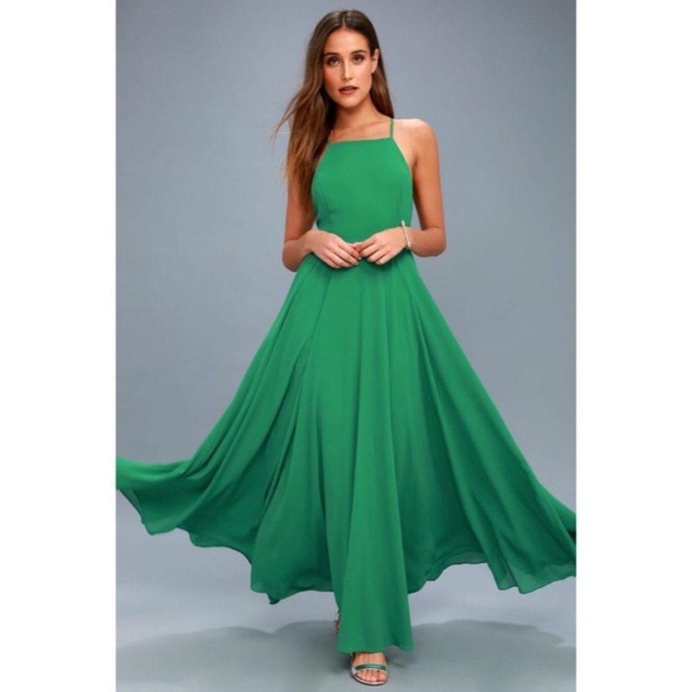 NWOT LuLu's Green Maxi Dress sz s